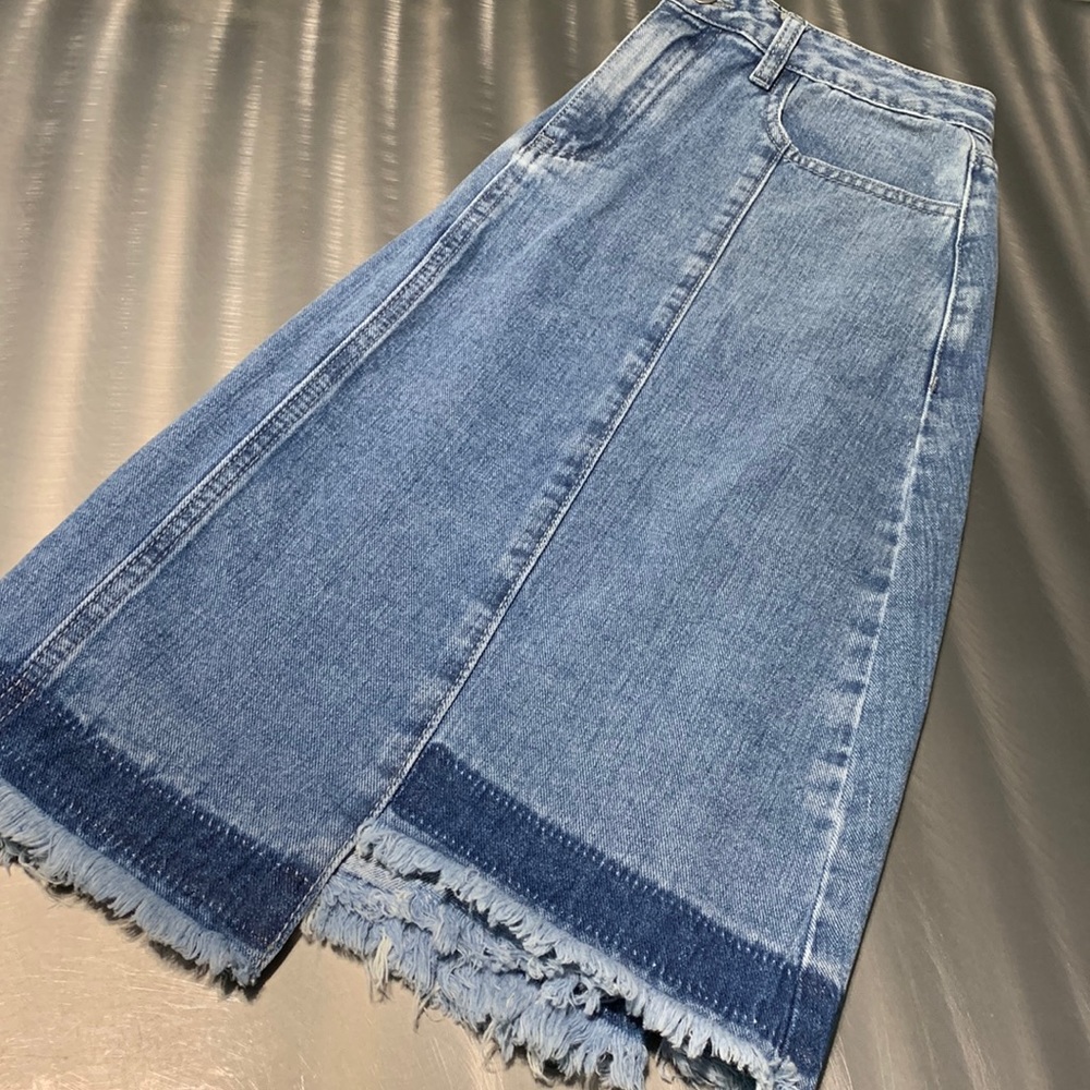 Hayden Los Angeles Asymmetrical Hem A-Line Denim Skirt Size L NWT